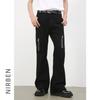 Nirben Denim Estilo Americano High Street Cremallera Micro-La Jeans Marca de Moda para Hombre Sueltos Joker Pantalones Casuales