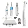 Conjunto de Peças de Mão Odontológicas com Luz, Peça de Mão Tipo Push-Button, Adaptador de Via de Água Externa de Baixa Rotação, Embalagem em Caixa de Alumínio, Uma de Alta e Uma de Baixa Rotação