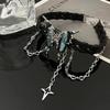 Collar de borlas de mariposa tejidas en cuero oscuro para mujer, estilo chic, moderno, con personalidad, combina con todo, de alta gama.