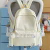 Mochila Fresca Estilo Coreano com Estampa Xadrez e Bolinhas com Acabamento em Renda, Pequena Mochila Escolar para Meninas, Adequada para Alunos do Ensino Fundamental II e Médio, Bolsa para Mulheres que se Deslocam