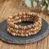 Pulseras Transfronterizas Europeas y Americanas de Cáscara de Coco para Hombres, Punk Hip-Hop Retro Conjunto Multicapa Apilable Joyería de Mano, Pulseras de Verano al por Mayor