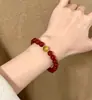 Pulsera de Plata de Ley S925 con Ágata Roja Natural y Ojo de Tigre Dorado, Joyería de Pulsera de Moda de Alto Nivel Estilo Chino Nuevo para Año Nuevo