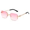 Gafas de sol para mujer sin montura con borde cortado, espejo cóncavo, polígono metálico, gafas de moda europeas y americanas para hombre