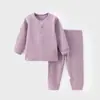 Conjunto de roupa íntima para bebê, estação primavera e outono, loungewear macio com toque de algodão, roupa íntima térmica quentinha, conjunto de blusa e calça de outono