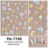 Redanco Nuevo 5D Relieve Cachorro Helado Carcasa Luz Pegatina para Uñas Arte de Uñas Calcomanía Tridimensional para Uñas He-1140