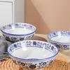 Tigela de Porcelana Azul e Branca para Macarrão Tigela Cerâmica Grande Tigela Comercial para Sopa de Carne Tigela para Macarrão Tigela para Ramen Tigela para Sopa de Macarrão Tigela de Restaurante para Loja de Macarrão