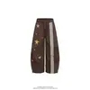 Pantalones de pierna ancha para mujer, de comercio transfronterizo, a rayas, corte holgado, teñidos en hilo, versátiles, estilo retro con estampado de estrellas, pantalones de secado rápido estilo americano con bloques de color