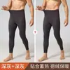 Calça masculina longa de veludo cintura alta roupa íntima plus size sem costura justa outono e inverno camada única média grossa calça quente