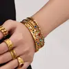 Pulsera con Hebilla de Panal de Zirconia de Colores Acero Inoxidable Dorado Lujo Ligero Exquisito Temperamento Moda Diseño de Nicho Joyería para Mujer