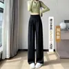 Calça de terno feminina cinza, novo estilo outono, cintura alta, perna reta, emagrecimento, casual, corte justo, fluida, perna larga, calça comprida