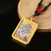 Pingente Thangka Pintado à Mão Guanyin Amitabha Caixa Gawu Novo Thangka de Xizang Colar Dourado Dupla Face