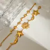 Wanxing Aço Inoxidável 18K Estrela Lua Sol de Praia DIY Transfronteiriço Não Desbota Versátil Pulseira Estilo Férias