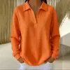 Otoño 2026 Nueva Moda Femenina Europea y Americana Camisa Blusa de Color Sólido con Cuello en V Casual para el Trabajo Camisa Holgada