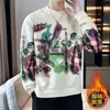 Moletom com estampa de grafite para homens, outono e inverno, gola redonda, corte solto, casual retrô americano, marca versátil e moderna, novo top de manga longa