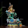 Decoración de Buda para el Hogar Buda del Tíbet Nepal Pigmento Mineral Pintado Cobre 10 Pulgadas Buda Madre Verde