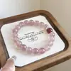 Pulsera de Cristal de Fresa Natural Imitación para Mujer Diseño de Nicho Ins Pulsera Exquisita y Versátil de Cristal de Fresa Flor de Durazno para Mejor Amiga