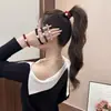 Diadema de Seda de Leche, Simple y Versátil, Diadema con Cuentas de Concha, Cuerda para el Cabello de Alta Elasticidad y Duradera, Cuerda para Moño de Bola, Goma Elástica