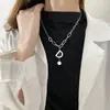 Colar de Aço Inoxidável para Mulheres, Corrente de Suéter de Aço Titânio Moda High-End Hip-Hop, Acessórios de Pingente de Letra Longos de Verão Atacado