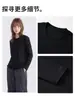 Camiseta de algodón puro con tres protecciones, manga larga para mujer, top blanco para otoño e invierno, estilo coreano, cuello redondo, corte holgado, camiseta básica moderna y versátil