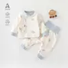Conjunto de Ropa de Otoño para Bebé Algodón Puro Pijama Holgado de Una Pieza Ropa de Primavera y Otoño Ropa Interior de Capa Base para Niños Dos Piezas