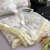 Conjunto de Colcha de Verão Lyocell Tencel com Quatro Peças, Fresco e Sedoso, Lavável à Máquina, Luxo Leve, Colcha Fina de Ar Condicionado de Alta Qualidade para o Verão