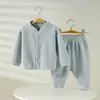 Conjunto de Duas Peças Boli Fleece para Recém-Nascidos com Botões de Pressão 3-12 Meses Primavera/Outono Camada Base Aquecimento Conjunto de Roupas para Recém-Nascidos