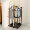 Balde para guardar guarda-chuva, suporte de guarda-chuva para entrada de casa, porta-guarda-chuva de grande capacidade, suporte de guarda-chuva para pendurar com escoamento, recipiente para guarda-chuva comercial