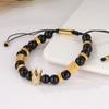Pulseira Trançada Aberta Pf Joias Modernas Transfronteiriças Pedra Natural Olho de Tigre Zircônia Microincrustada Coroa Script Romano Gotejamento de Óleo