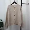 Cardigan de Punto de Color Sólido con Nuevo Diseño Otoño 2026 Estilo Coreano Holgado Perezoso Chaqueta Suéter para Mujer