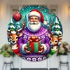 Enfeites Criativos de Natal Transfronteiriços Artesanato em Madeira Placas Redondas para Porta Série Pendurada de Madeira Pingentes Decorativos