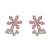 Brincos de Botão Flor de Zircônia Moda Doce Versátil Elegante Luxo Leve Simples Super Brilhantes Atacado