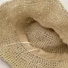 Sombrero con Decoración de Lentejuelas Estilo Étnico, Sombrero de Paja Calado para Mujer, Sombrero de Sol para Viajes al Aire Libre en Verano, Playa, Dulce Sombrero de Sol