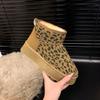 2024 invierno nuevo botas de nieve moda para mujer estampado de leopardo suelas gruesas aumento cálido zapatos de pan forro polar botas de nieve gruesas