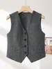 Chaqueta Chaleco Corto sin Mangas Color Café para Mujer Otoño e Invierno 2026 Nuevo Estilo Old Money Chaleco Sencillo Versátil 7828