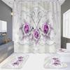 FUENTE Directo de fábrica Cortina de ducha HD de cuatro piezas impermeable sin perforaciones para baño hotel cortina divisoria serie grulla ladrillo