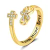 Nuevo Anillo de Cruz de la Suerte de Amazon con Joyería de Circonita para Mujer Simple Moda Estilo Europeo y Americano Anillo para Dedo Índice Más Vendido