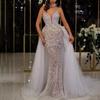 Novo Vestido Sexy de Qualidade Transfronteiriço 2027 com Lantejoulas, Cauda de Peixe Decote em V, Sem Mangas Longo, Elegante Vestido de Noite