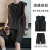 [Entrega Rápida] Colete Esportivo Masculino para Corrida Fitness Traje Secagem Rápida Sem Mangas Seda Gelada Basquete Atletismo Traje de Treino