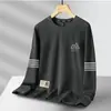 Sudadera Estampada de Cuello Redondo para Hombre, Nueva de Primavera/Otoño, Corte Holgado, Pulóver Grueso de Manga Larga, Camiseta Base Versátil de Moda Casual para Hombres Modernos