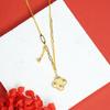 Collar de Oro de Arena Vietnamita Transfronterizo Estilo Simple de Lujo Ligero Flor de Cuatro Hojas Cadena Clavicular Hielo Triturado Diseño para Mujer Fabricante de Joyería