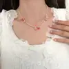 Brincos de Franja com Contas de Flor Azul Exquisite de Luxo Leve Colar Brincos de Design de Nicho da Moda Feminina Corrente para Clavícula Tendência