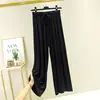 Pantalones nuevos de algodón modal de cintura alta para verano, versátiles, holgados, adelgazantes, de pierna ancha para mujer, populares en línea, talla grande, con efecto de caída