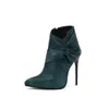 Botas Martin para Mujer de Otoño e Invierno, Punta Fina, Tacón Súper Alto, Tallas Grandes para Mujer, Botas de Piel Europeas y Americanas, Cremallera, Tacón Fino, Botas de Corte Bajo Amazon