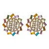 Brincos Redondos Geométricos Exagerados Estilosos Europeus e Americanos com Diamantes, Brincos de Bola Clássicos Versáteis da Moda e Tendência e Brincos