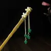 Horquilla Antigua de Imitación de Sándalo de Alta Calidad Broche Elegante para el Cabello Borla de Madera Accesorios para el Cabello Paso a Paso Hanfu Cheongsam