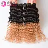 Extensiones de Cabello Europeas y Americanas Transfronterizas con Color Degradado T1B/27 Onda Profunda Cabello Humano Virgen Tejido