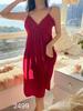 Vestido Camisola de Satén de Seda 2026 en Color Sólido, Sencillo, Holgado, Cómodo y Fresco Ropa de Dormir para Mujer