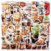 50 adesivos originais para amantes de café, copo de café, copo a vácuo, copo de bebida quente, decoração à prova d'água, faça você mesmo, adesivos transfronteiriços