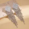 Pendientes de Rombo con Borla Incrustados de Circonita Cúbica y Diamante Color Plata Estilo Retro Europeo Americano Pendientes de Botón Simples de Moda Accesorios de Pendientes de Lujo Ligero y Alta Gama para Mujeres