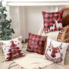 Funda de almohada de lino con decoración navideña de nuevo estilo 2023, estilo nórdico, de lino rojo a cuadros, para decoración del hogar